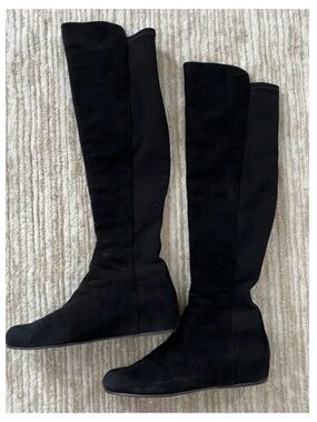 Stuart weitzman Over the Knee Lander 550 Black Suede Tall Boots 7.5